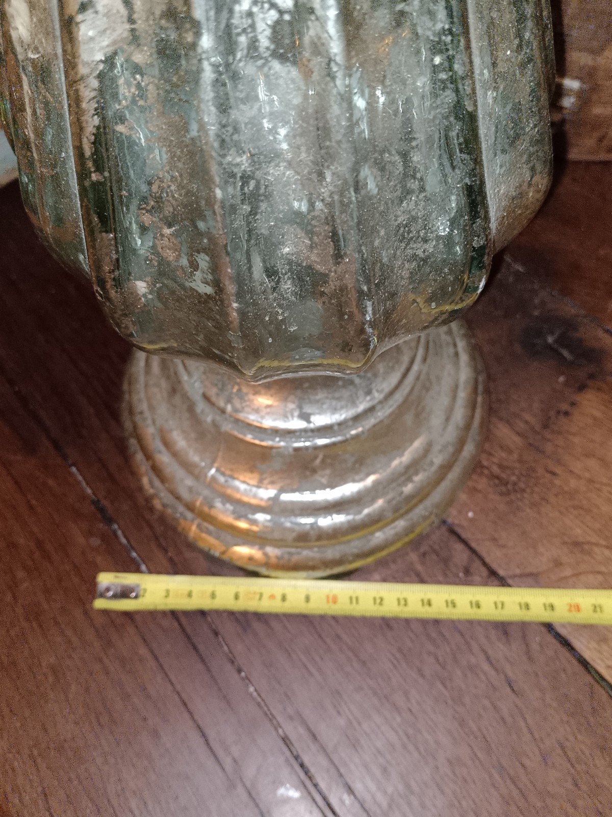 Grote zware zilverkleurige kandelaar a vaas, Gebruikt, ., Ophalen of Verzenden, .