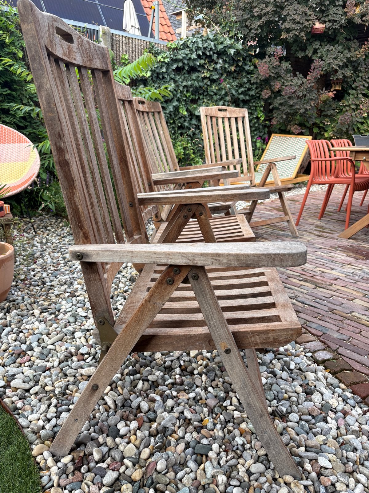 Teakhouten tuinstoelen - Collection Bois Le Duc, Ophalen, Gebruikt, Teakhout