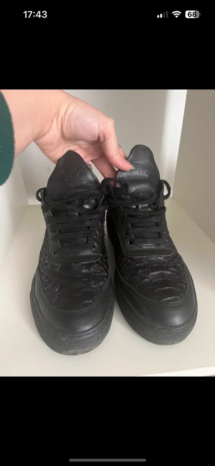 Filling pieces zwart leer croc / slangenprint maat 36, Kleding | Dames, Verzenden, Zo goed als nieuw, Zwart