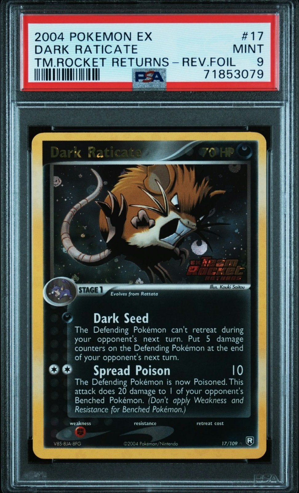 Low Pop! PSA 9 Dark Raticate #17/109 Reverse Foil, Ophalen, Zo goed als nieuw, Foil