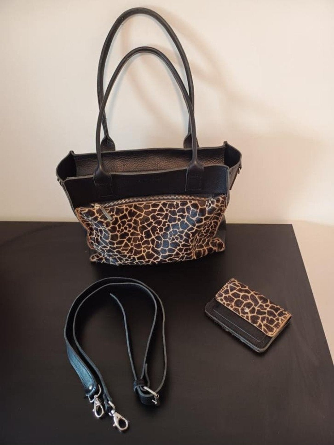 Leren tas met portemonnee van Stitch & Studs, Ophalen of Verzenden, Zo goed als nieuw, Zwart, Handtas