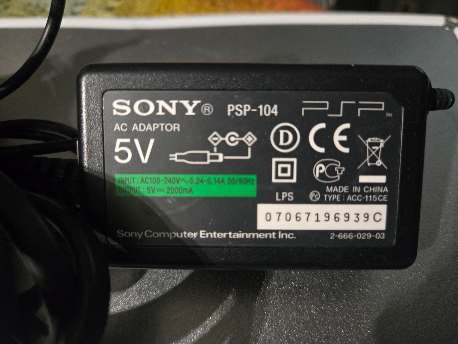 Sony PSP-104 AC Adapter Oplader 5V, Ophalen of Verzenden, Gebruikt, Zwart, Overige modellen
