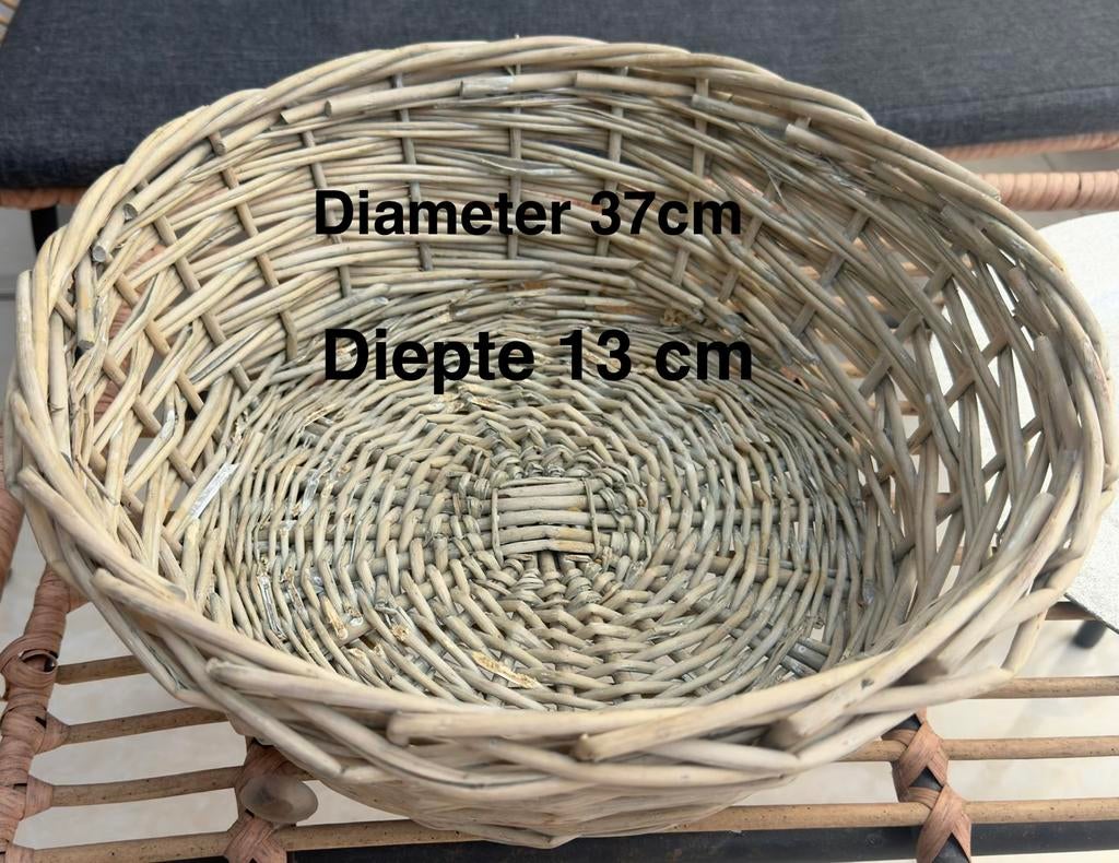 Rieten mand - Diameter 37cm, Diepte 13cm🧺, Ophalen, Gebruikt, Mand, Rond