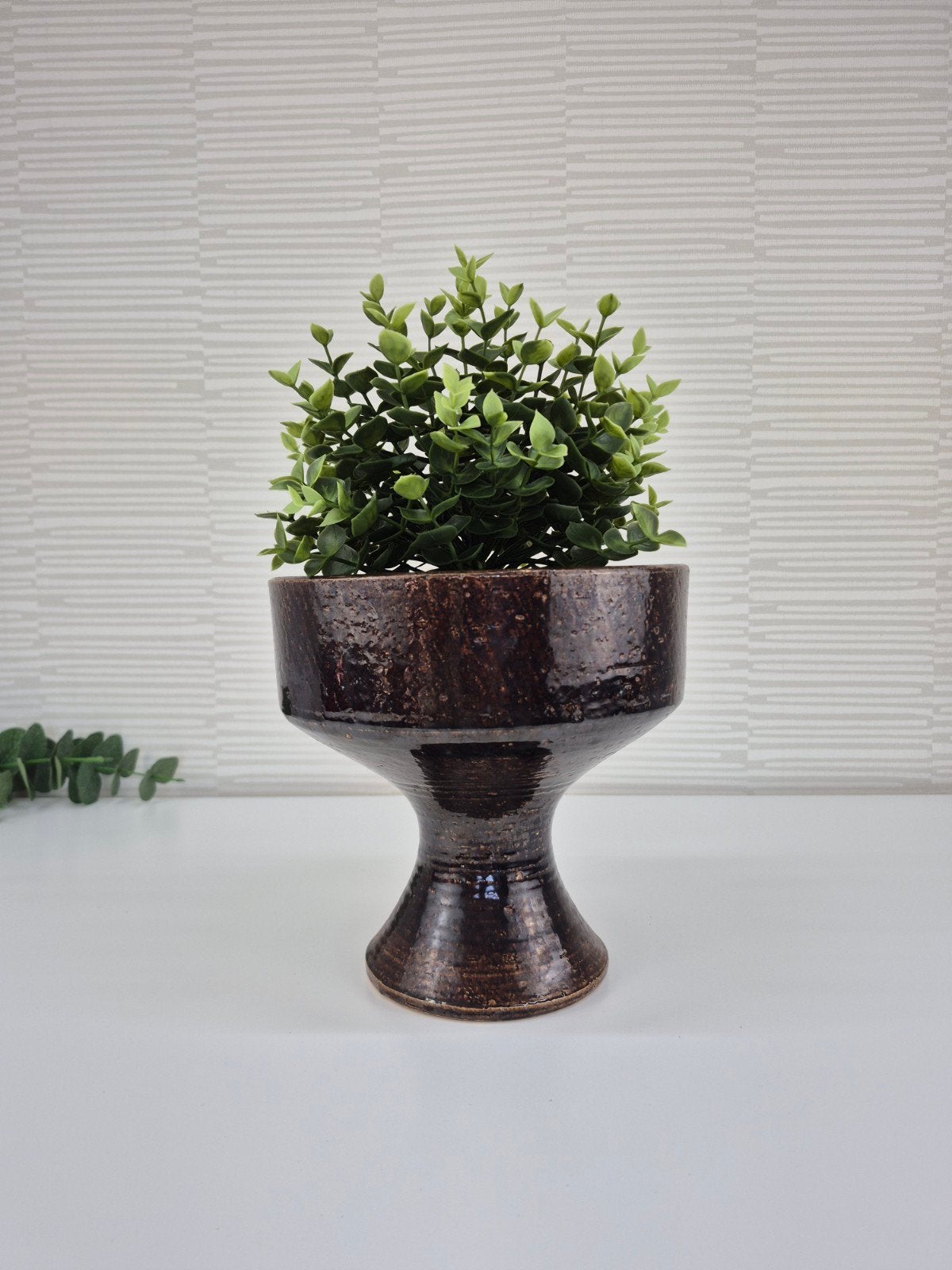 Vintage XL bloempot keramiek. Plantenpot op voet 'schors'., Ophalen of Verzenden, ., ., .
