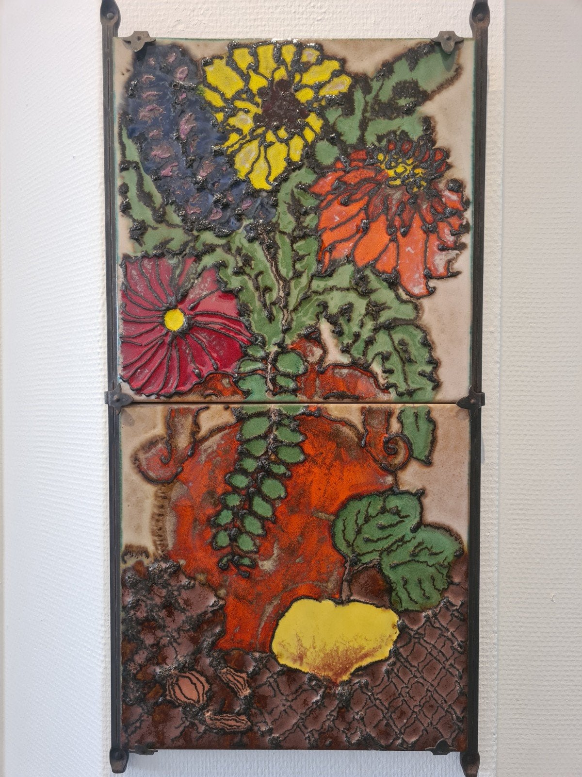 Heibi Keramik XL West Germany Fat Lava wandtegels in frame, Antiek en Kunst, Antiek | Keramiek en Aardewerk, Ophalen of Verzenden