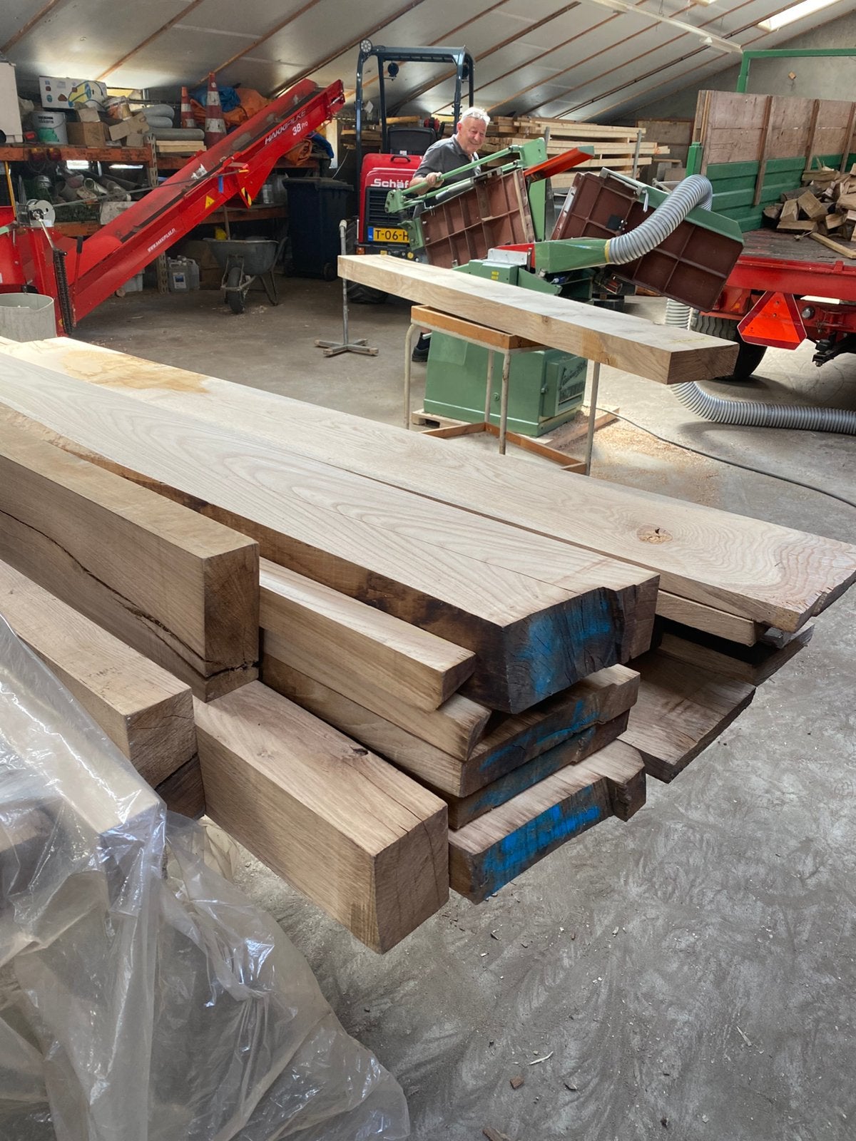 Eiken planken balken, Ophalen, Eiken, Zo goed als nieuw, 50 mm of meer