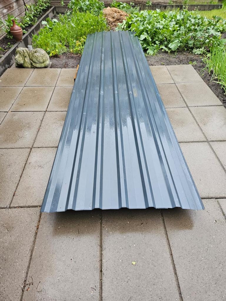 Metaal Golfplaten. 400x105cm 5stuks voor, Doe-het-zelf en Verbouw, Dakpannen en Dakbedekking, Ophalen, Gebruikt, Overige kleuren