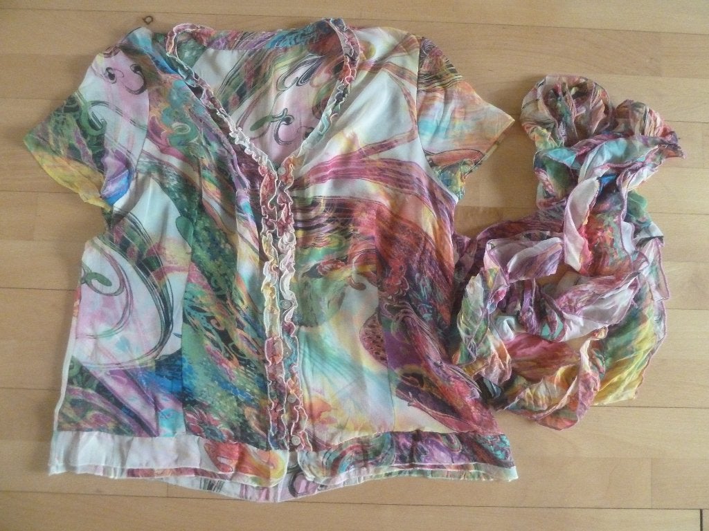 SaoPaulo dunne romantische Blouse met  shawl. Maat 44, Overige kleuren, Maat 42/44 (L), Ophalen of Verzenden, Zo goed als nieuw
