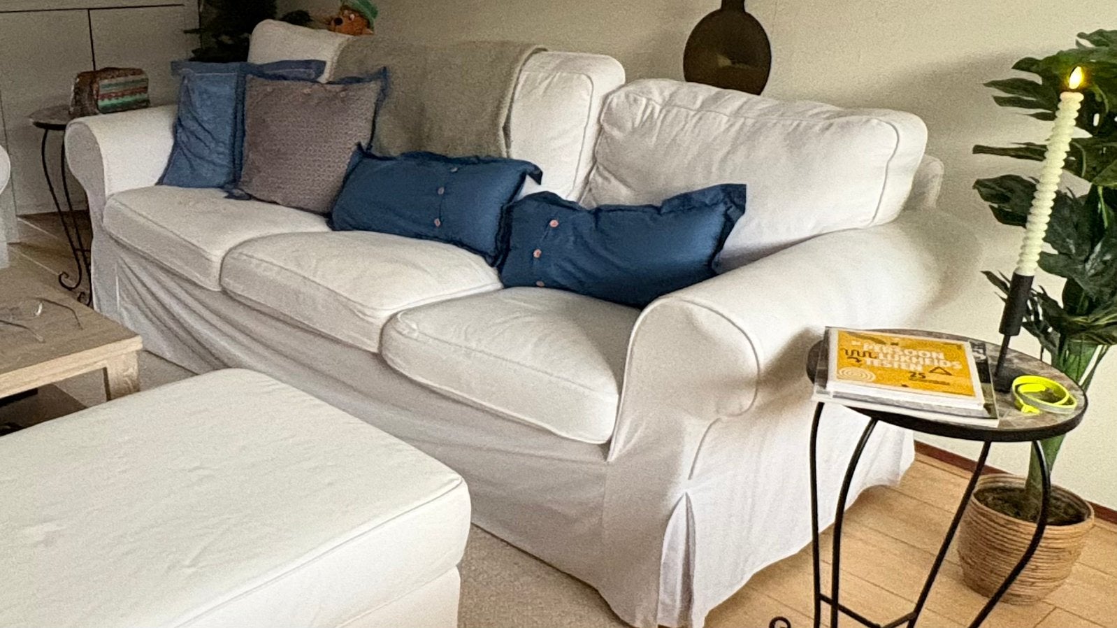 IKEA Ektorp bankhoes 3-zitsbank. Fris wit. 100% katoen., Gebruikt, Driepersoons, 75 tot 100 cm, Ophalen of Verzenden