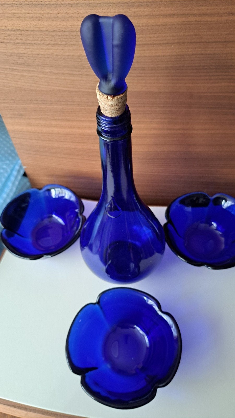 Vintage Italiaanse Kobaltblauwe Karaf (Acqua della Madonna), Antiek en Kunst, Ophalen of Verzenden