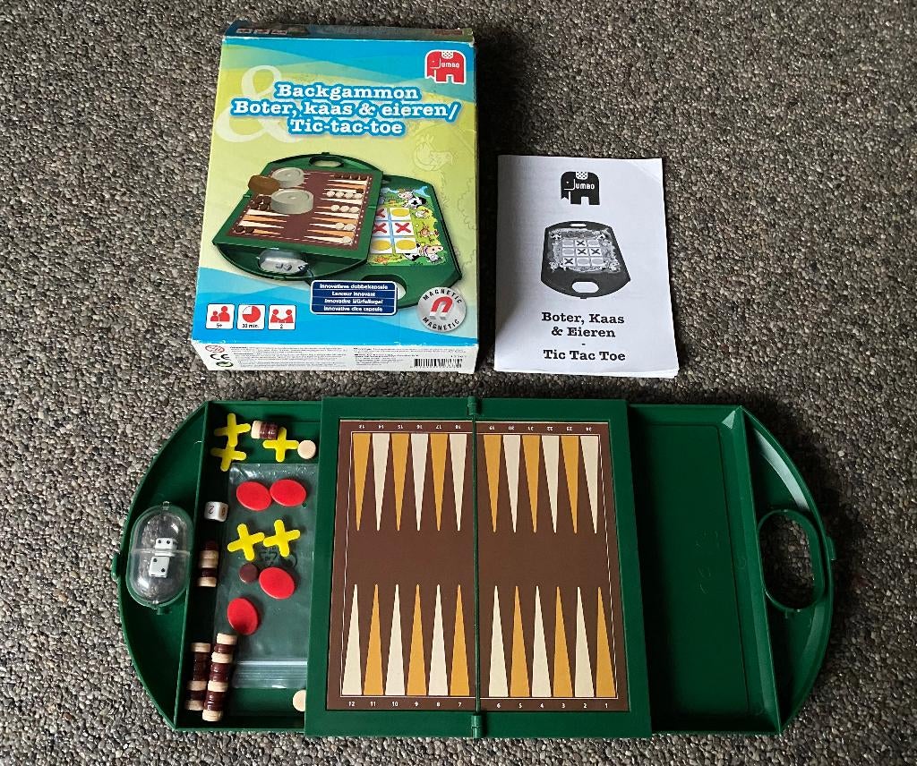 Back gammon + boter, kaas en eieren: 2 spellen, magnetisch, Jumbo, Een of twee spelers, Ophalen of Verzenden, Zo goed als nieuw
