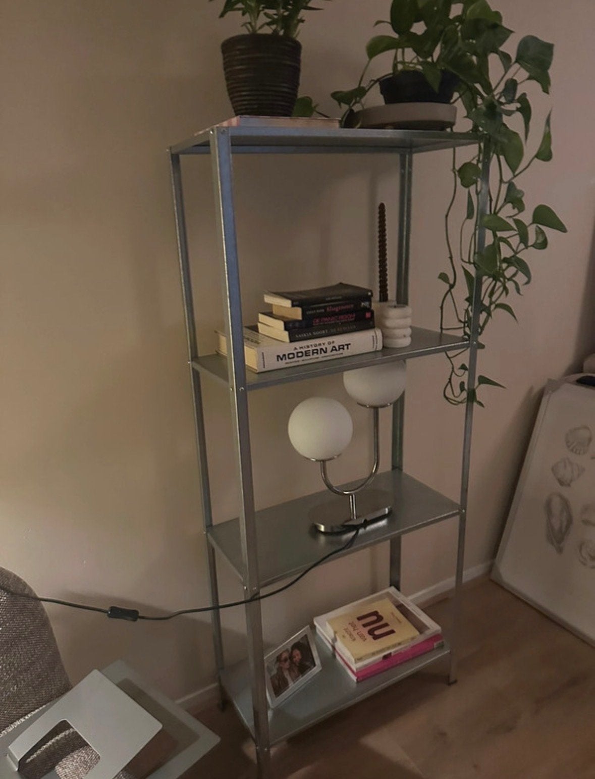 Ikea kast zilver chrome mid century modern space age, Met plank(en), Gebruikt, Metaal, 150 tot 200 cm