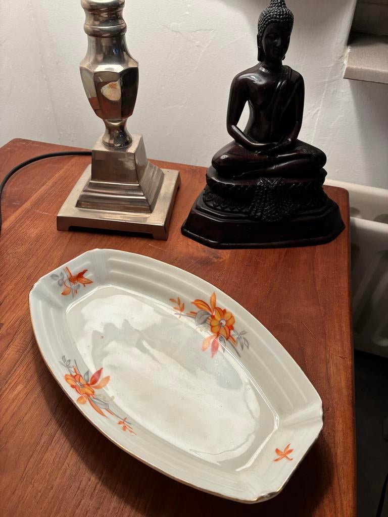 Vintage schaal Wille & Co Amsterdam met bloemmotief, Antiek en Kunst, Ophalen of Verzenden
