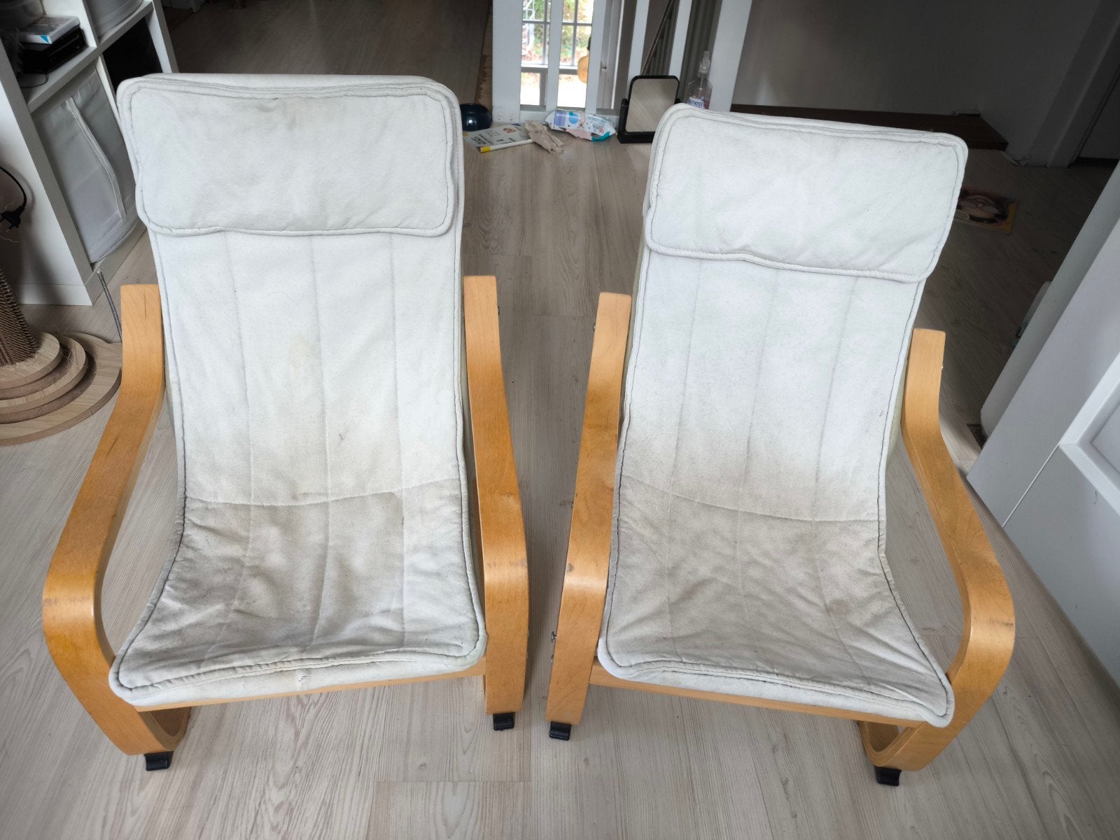 Twee kinder fauteuils, IKEA Poang, Huis en Inrichting, Fauteuils, Ophalen, Gebruikt, 75 tot 100 cm, Minder dan 50 cm