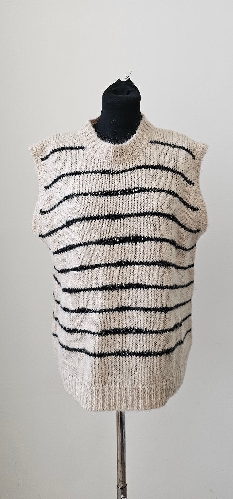 Nukus gestreepte trui/vest zonder mouwen maat 42 (26), Beige, Trui of Vest, Ophalen of Verzenden, Nukus