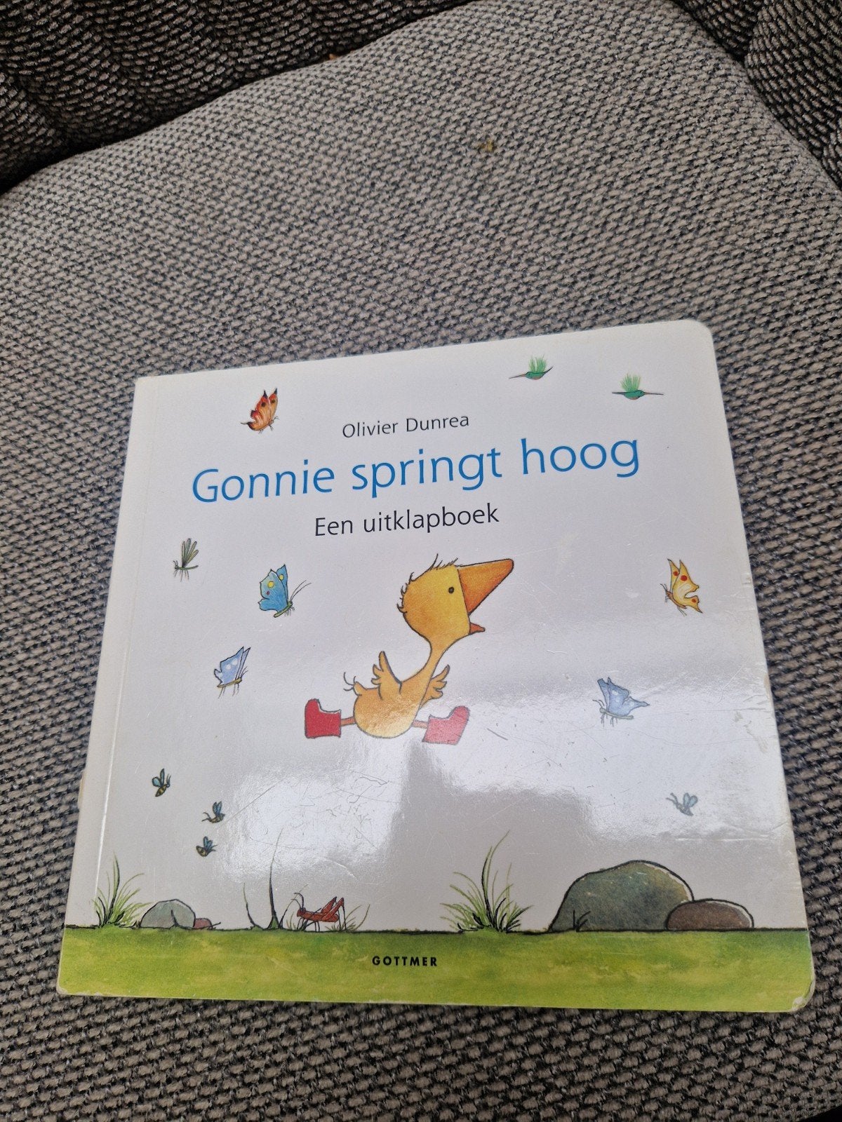 Gonnie springt hoog - Een uitklapboek van Olivier Dunrea, Ophalen of Verzenden, Gelezen