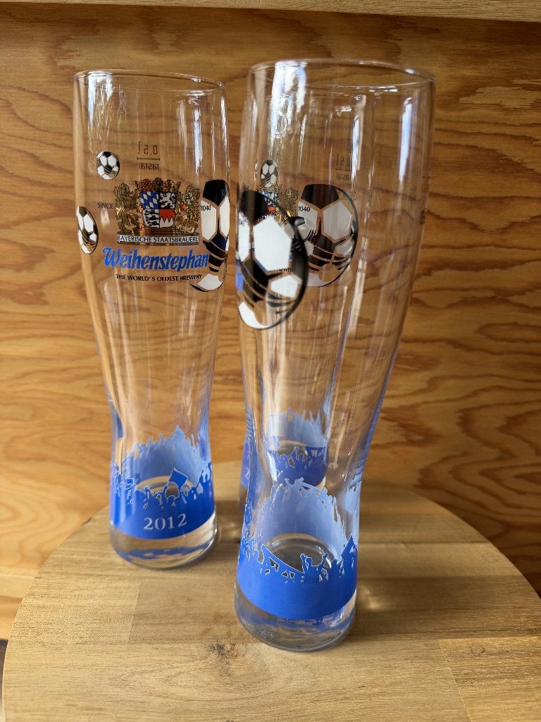 12 Weihenstephan bierglazen (0,5L) EK 2012, Ophalen, Zo goed als nieuw, Bierglas