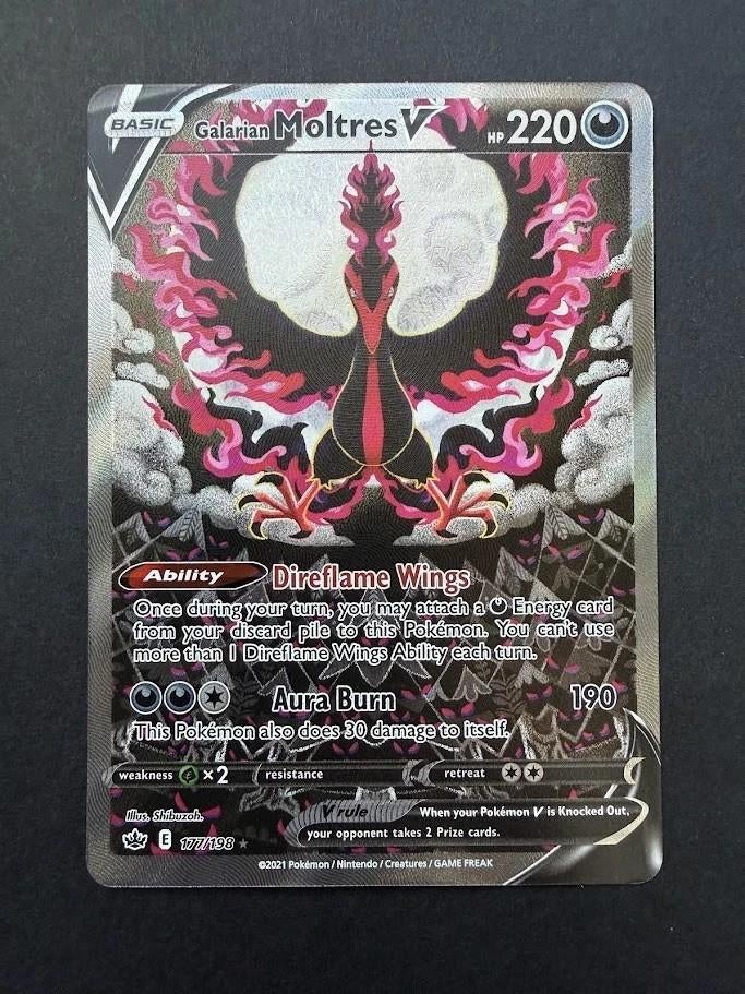Galarian Moltres V (Full Art) - Chilling Reign 177/198 MINT, Hobby en Vrije tijd, Verzamelkaartspellen | Pokémon, Ophalen of Verzenden
