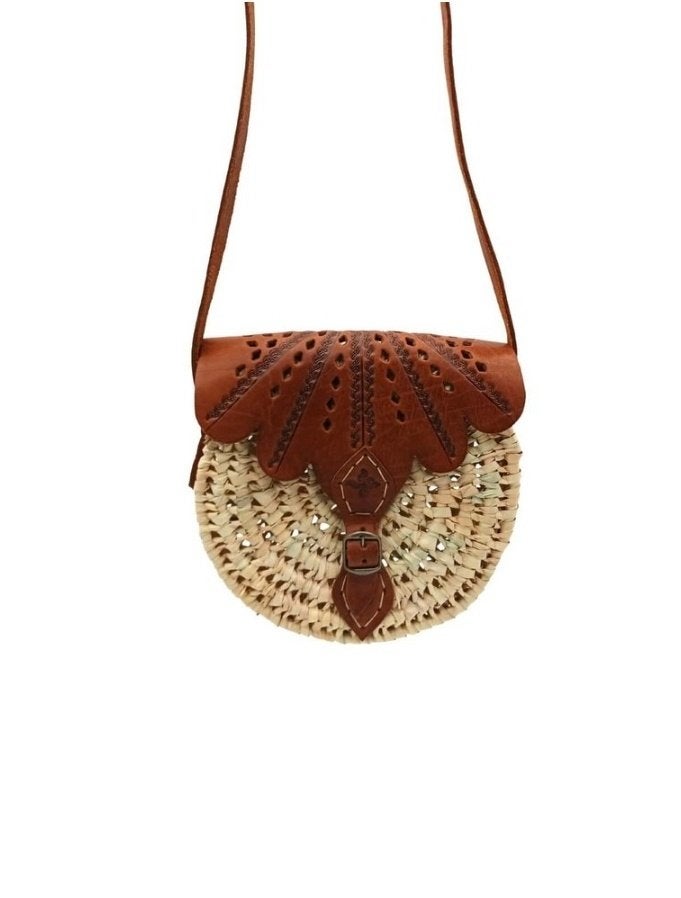 Boheemse palmblad handtas 22cm beige bruin handgemaakt Boho, Verzenden, Nieuw, Beige, Handtas
