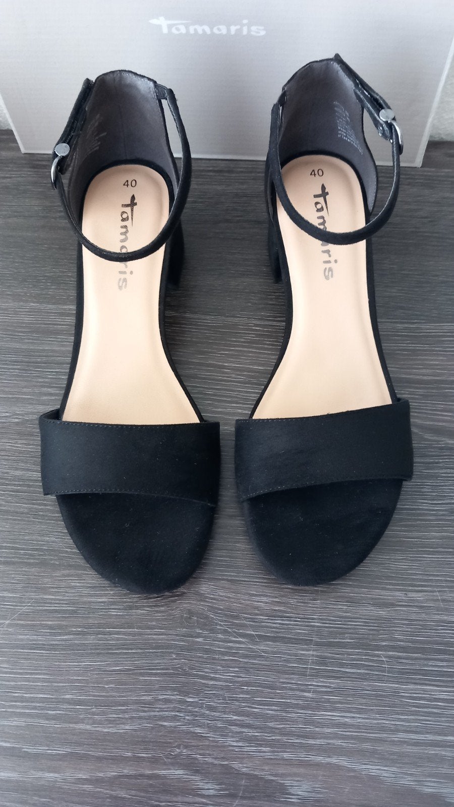 ZWARTE SUEDE *TAMARIS* NIEUWE ELEGANTE COMFORT SANDALEN., Tamaris, Zwart, Nieuw, Sandalen of Muiltjes