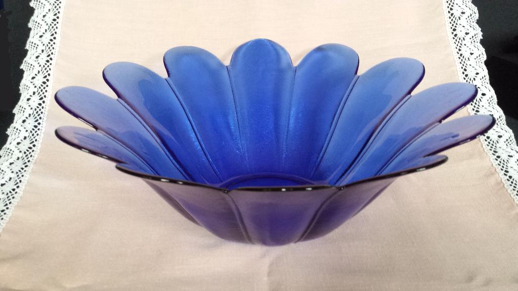 Grote FRUITSCHAAL <> BLAUW glas <> Ø 33,5 cm, Ophalen of Verzenden