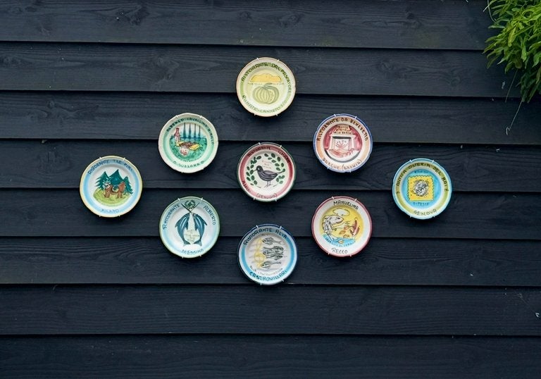 Buon Ricordo Solimeni Italy set van 9 vintage (wand) borden, Ophalen of Verzenden, Overige stijlen, Bord(en)