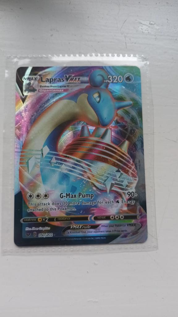 Lapras Vmax Pokemonkaart, Ophalen of Verzenden, Zo goed als nieuw, Losse kaart, Foil