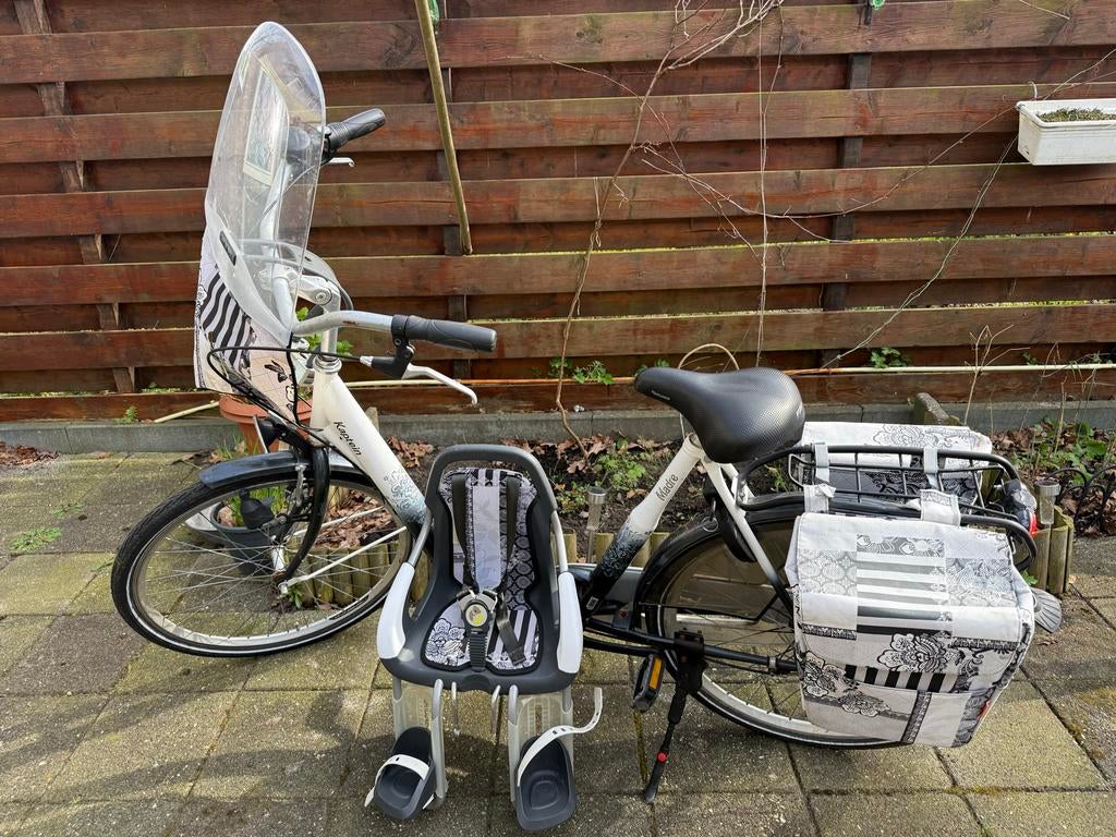 Fiets met kinderzitje, Fietsen en Brommers, Fietsaccessoires | Fietsstoeltjes, Ophalen, Gebruikt, Voorzitje, Voetsteuntjes