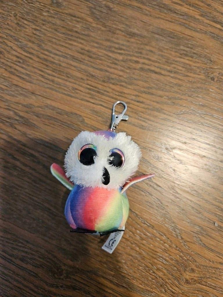 Leuke knuffel sleutelhangers: Uil, Aap en Uil (regenboog), Ophalen of Verzenden, Zo goed als nieuw, Meerkleurig, Klein (minder dan 20 cm)