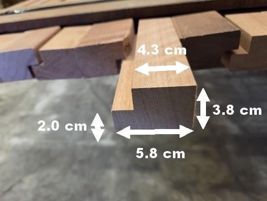 20 Meranti balken geprofileerd - nr: HB41, Ophalen, Nieuw, Hardhout, 180 tot 250 cm
