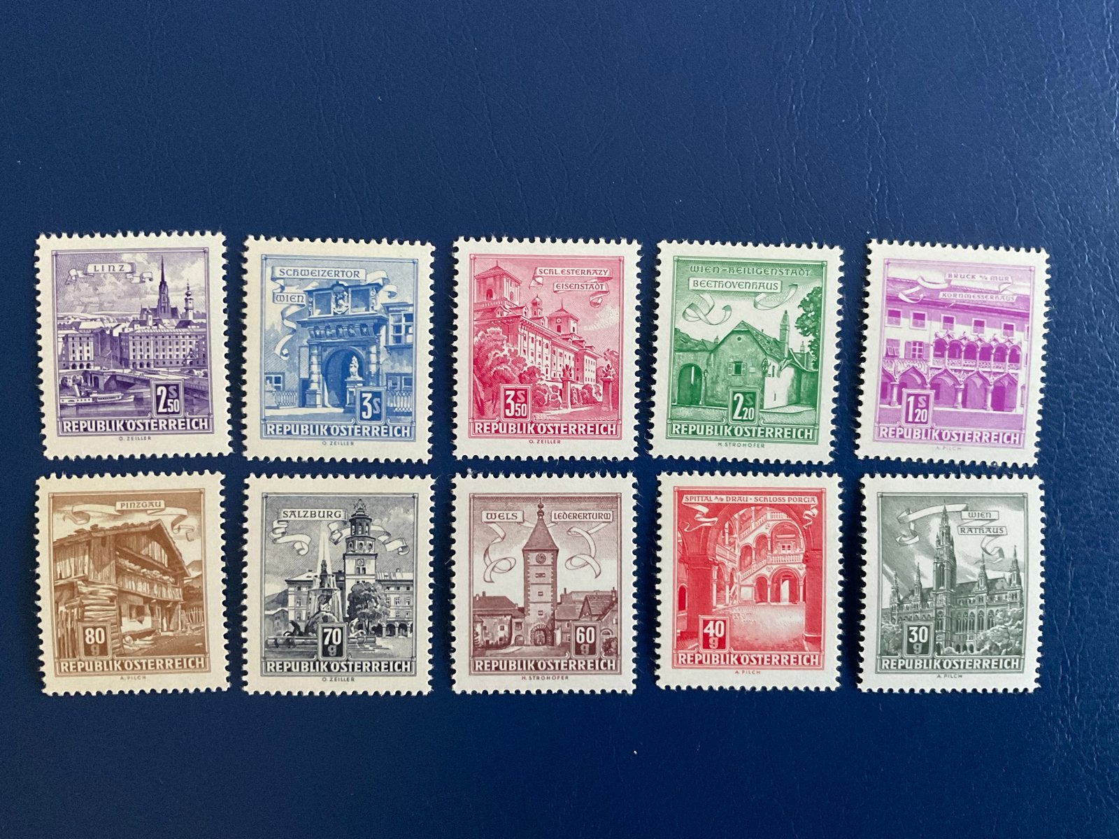 Oostenrijkse postzegels "Bauten" serie (1950-1970), Verzenden, Overige landen, Postfris