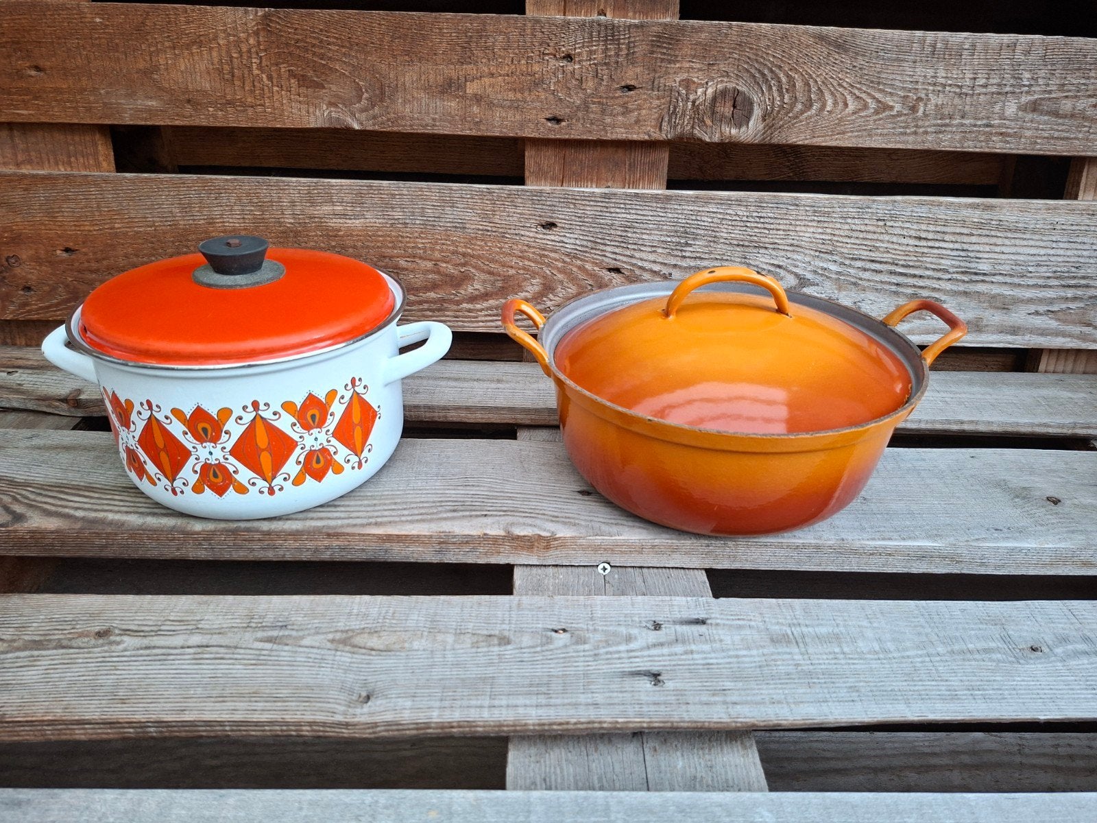 Twee retro pannen, Met deksel, Ophalen of Verzenden, Gebruikt, Kookpan