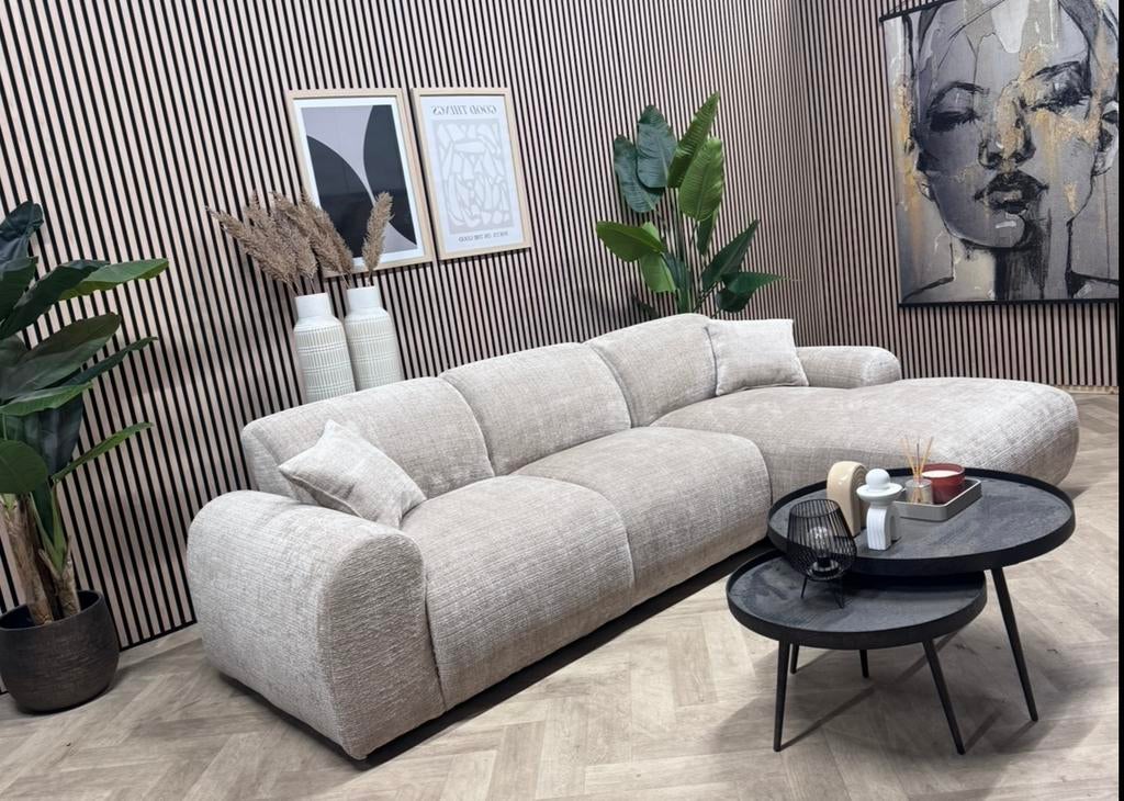 NIEUW | Hotel Chique / Japandi Hoekbank - Zand - 285 x 170cm, Huis en Inrichting, Banken | Bankstellen, Nieuw, Hoekbank, Vierpersoons of meer