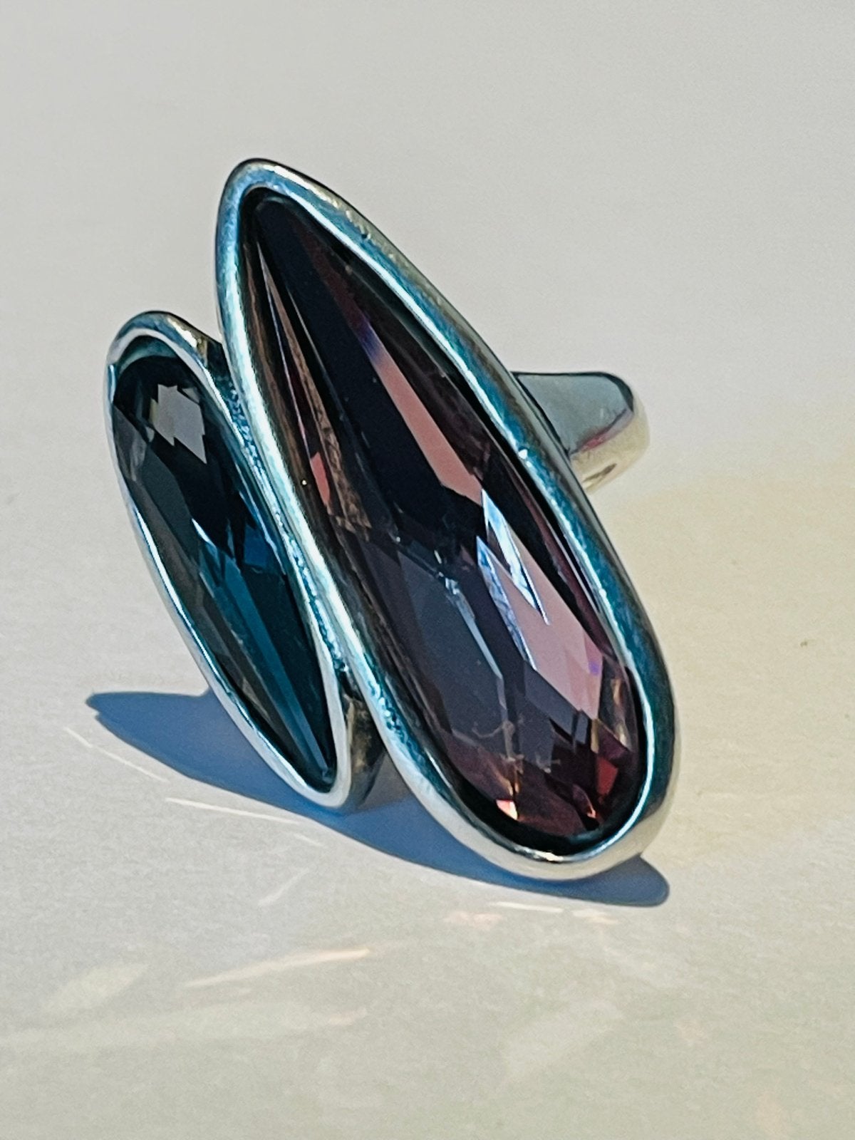 Uno de 50 ring met Swarovski kristallen, 17mm, Sieraden, Tassen en Uiterlijk, Met kristal, Gebruikt, Verzenden, 17 tot 18