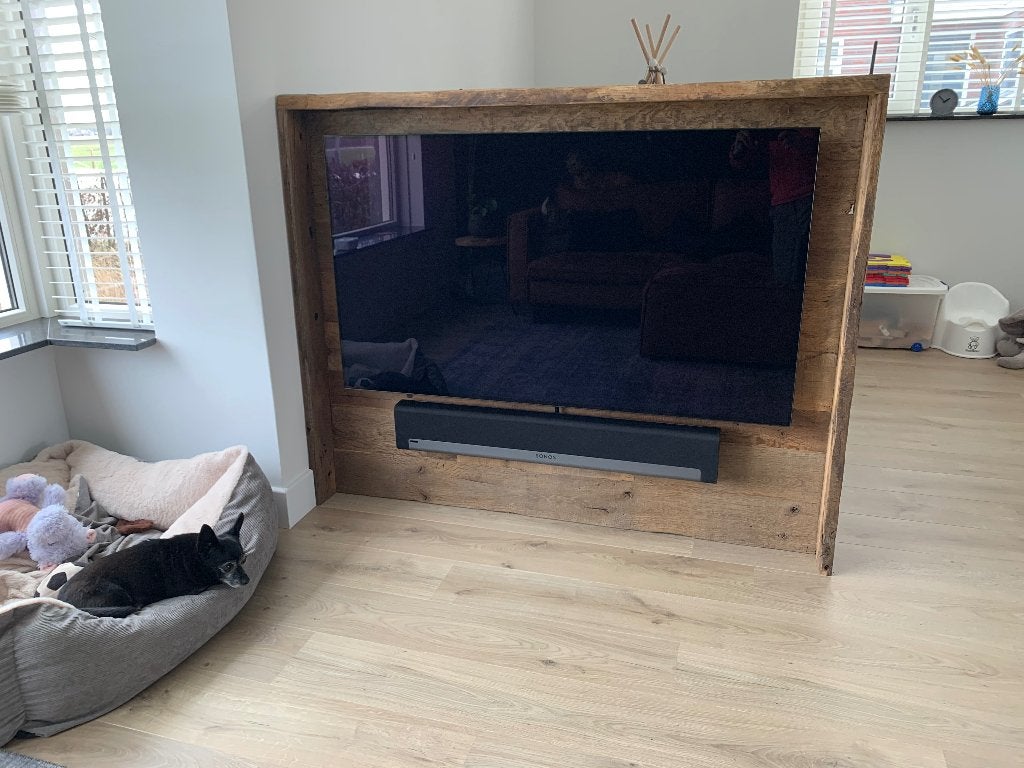 TV wand / roomdiver, Ophalen, 100 tot 150 cm, 100 tot 150 cm, Eikenhout