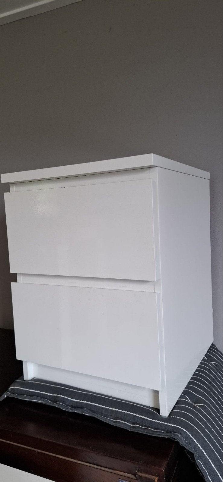 IKEA BRIMNES Nachtkastje - Wit met 2 lades, Ophalen, Gebruikt, Minder dan 45 cm, 55 tot 70 cm