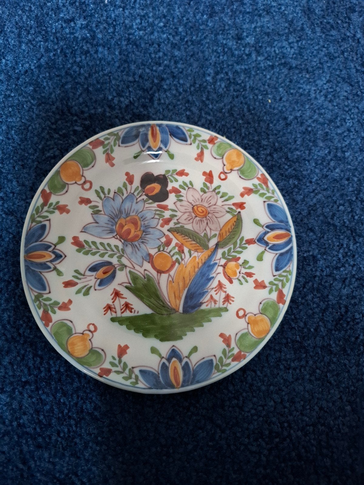 Antiek Delfts Blauw Wandbord - Handgeschilderd Bloemmotief, Ophalen of Verzenden