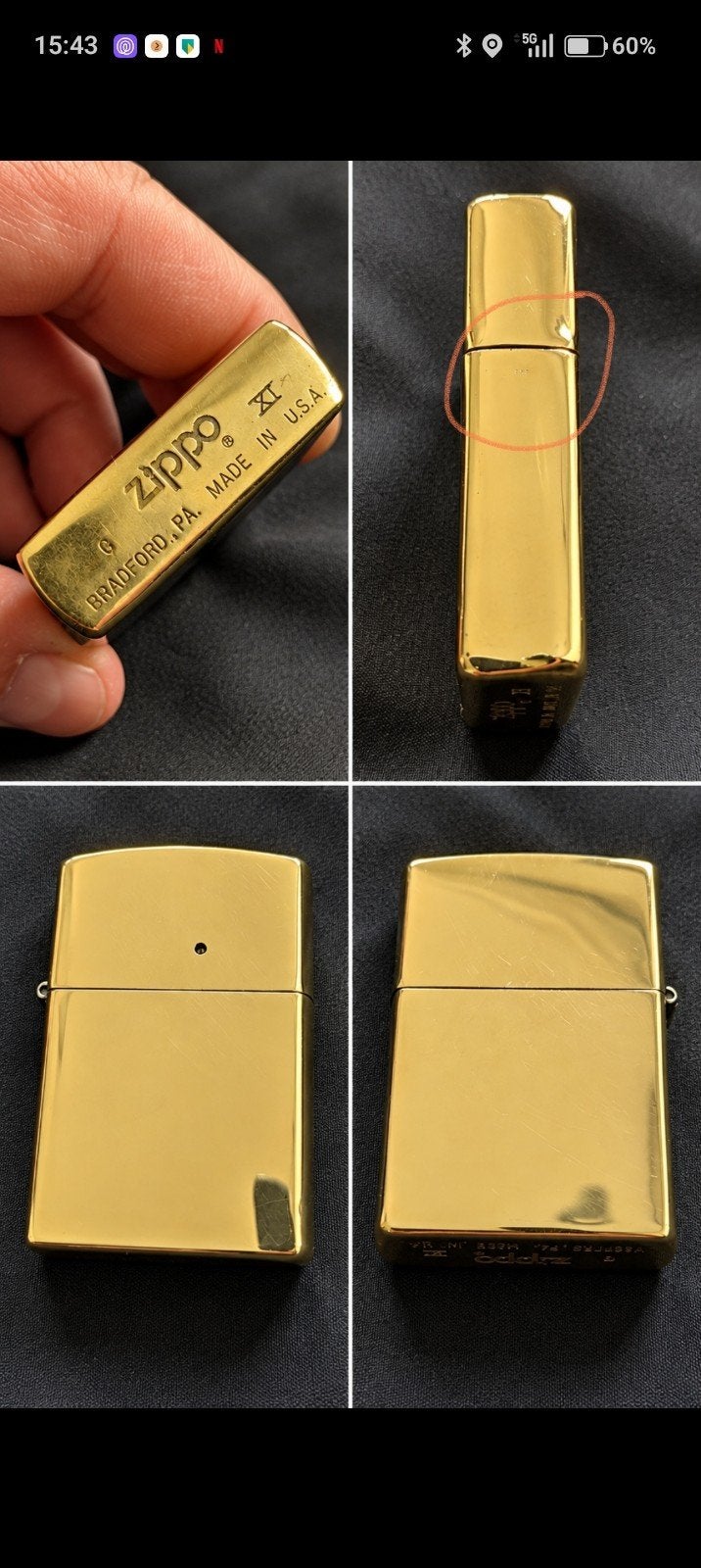 Unieke  Zippo met 14 Karaat Gouden Omhulsel, Ophalen of Verzenden, Goud