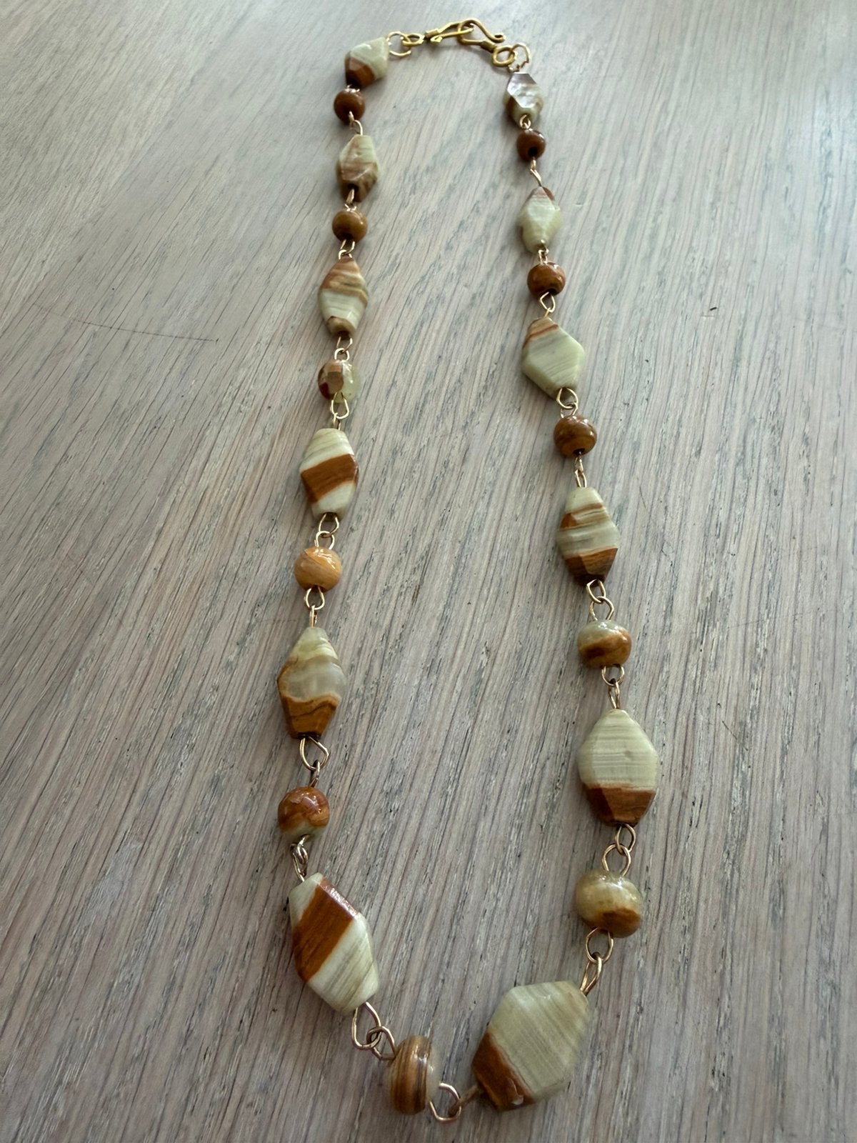 Retro onyx ketting, Verzenden, Zo goed als nieuw, Zwart, Steen of Mineraal