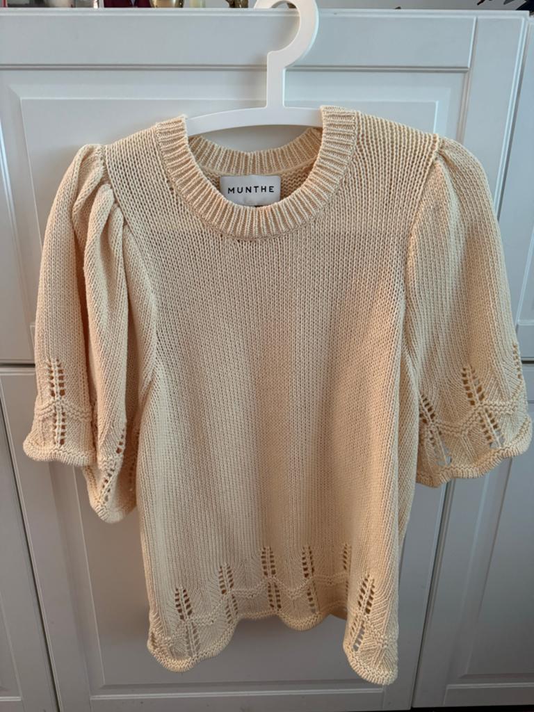 Nieuwe Munthe gebreide trui met pofmouwen, Ophalen of Verzenden, Nieuw, Maat 38/40 (M), Beige