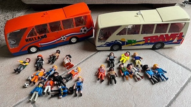Playmobil oranje holland bus 5025, 37 cm en travel bus 3169, Kinderen en Baby's, Ophalen of Verzenden, Gebruikt