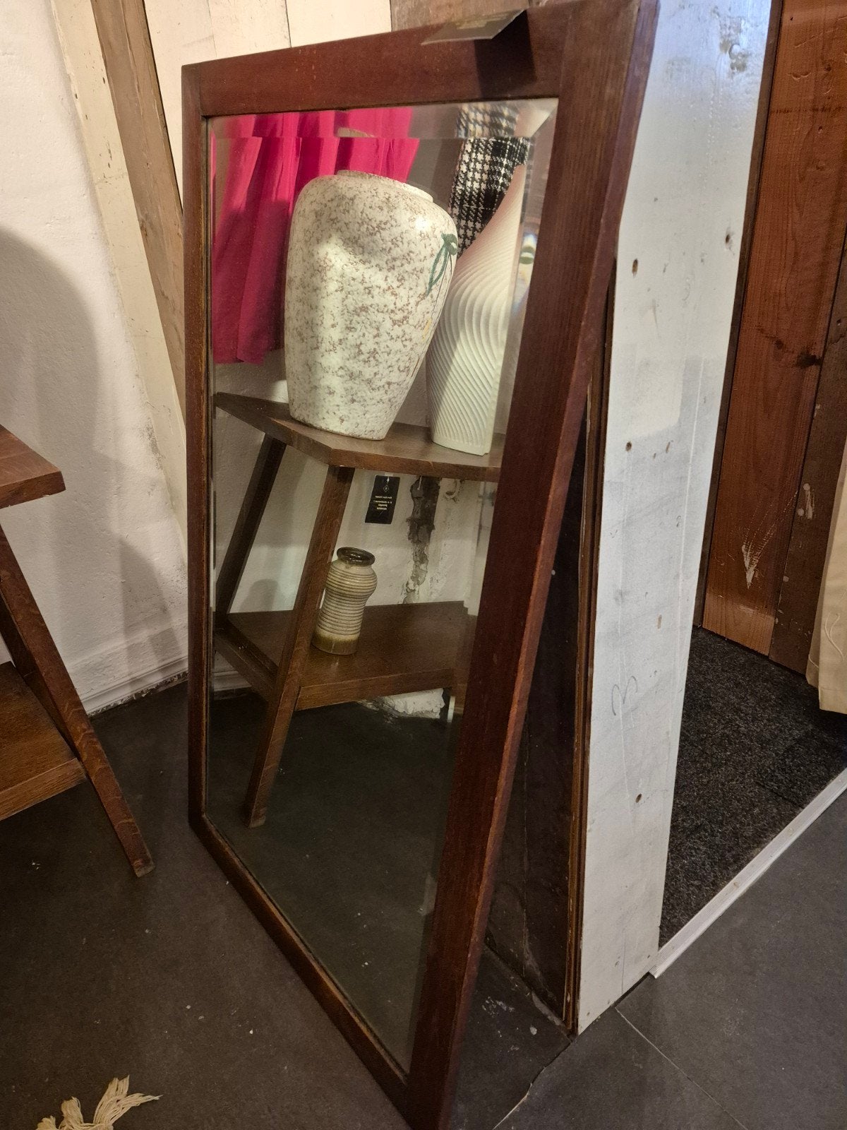 Vintage spiegel met houten lijst, Ophalen, Rechthoekig, 50 tot 100 cm, 100 tot 150 cm