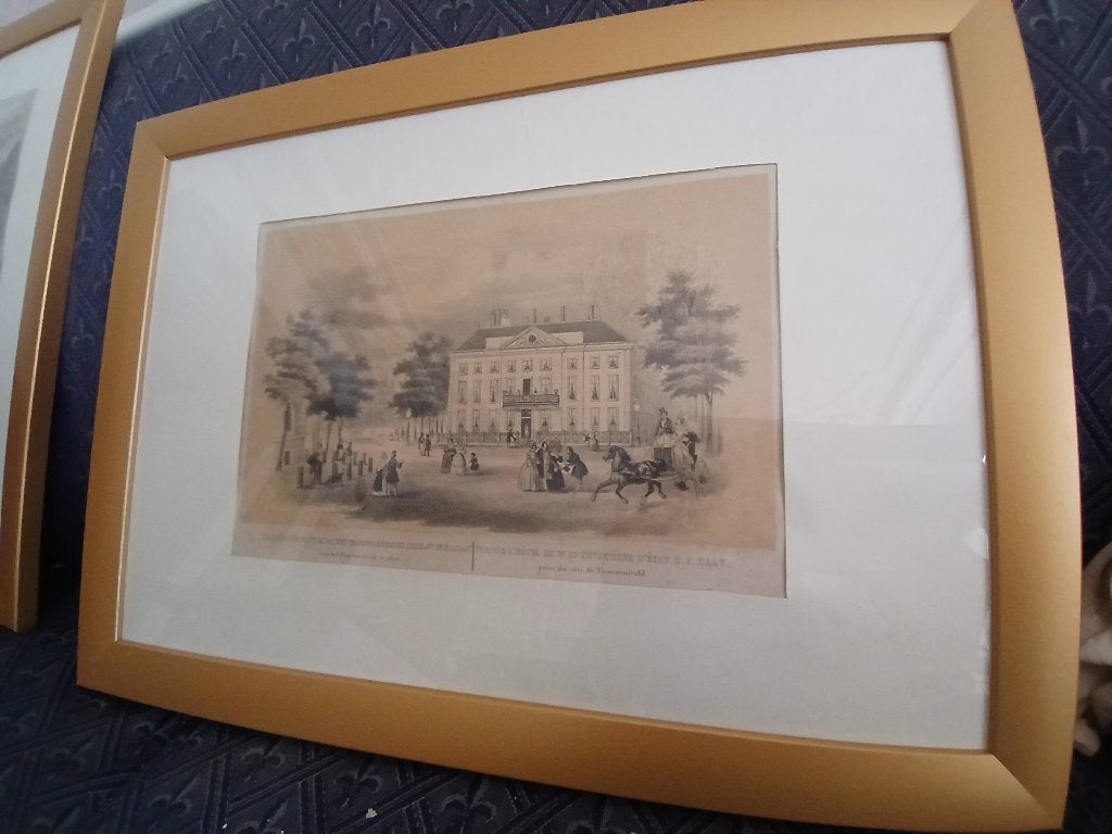 Den Haag orig. Litho  1850 Huis van Caan Tournooiveld, Ophalen