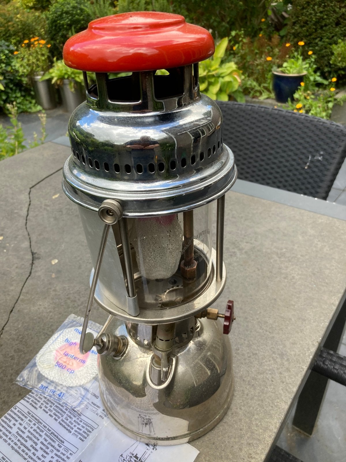 Optimus Petroleumlamp 1550/500 CP - Vislamp Druklamp, Caravans en Kamperen, Ophalen of Verzenden, Gebruikt