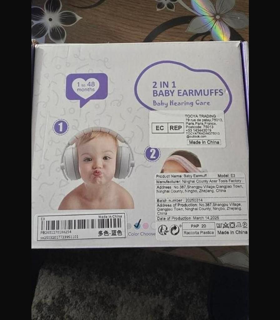 2-in-1 Baby Gehoorbeschermers - Blauw (1-48 maanden), Ophalen, Nieuw