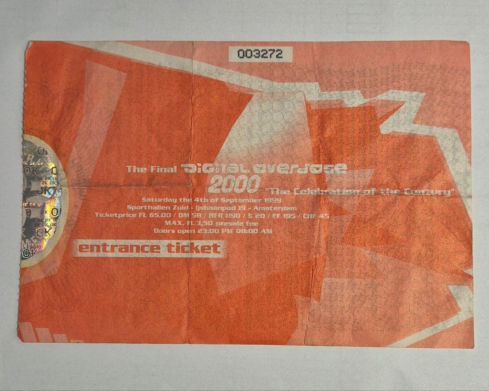 Digital overdose  2000 ticket, Verzamelen, Ophalen of Verzenden