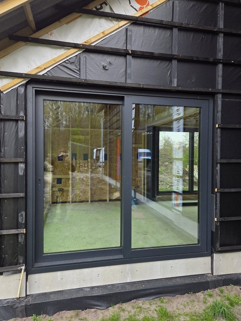 Aluminium schuifpui zwartgrijs 2450x2275, Doe-het-zelf en Verbouw, Deuren en Horren, Ophalen, Gebruikt, Overige typen, Schuifdeur