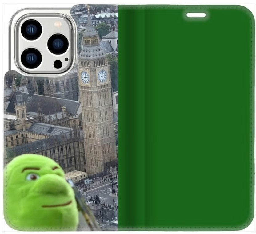 iPhone 14 Pro Hoesje met Shrek / Londen print, Telecommunicatie, IPhone 14 Pro, Nieuw, Hoesje of Tasje, Ophalen of Verzenden
