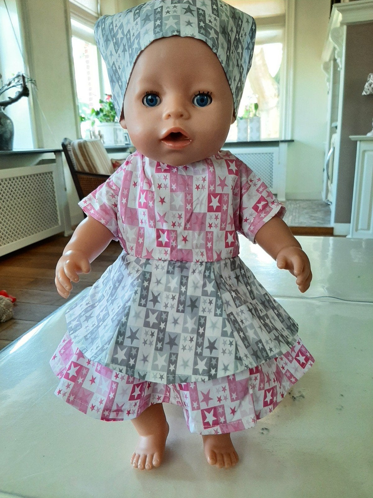 Sterren zwier jurk baby born pop 43cm, Ophalen of Verzenden, Nieuw, Babypop