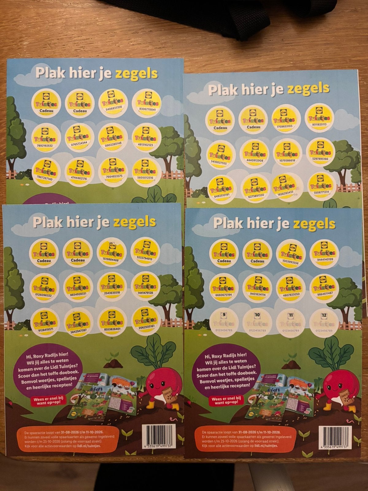 Lidl Moestuin zegels 3 volle kaarten + 6 zegels, Hobby en Vrije tijd, Verzenden, Winkel, Super of Benzinepomp, Volle spaarkaart